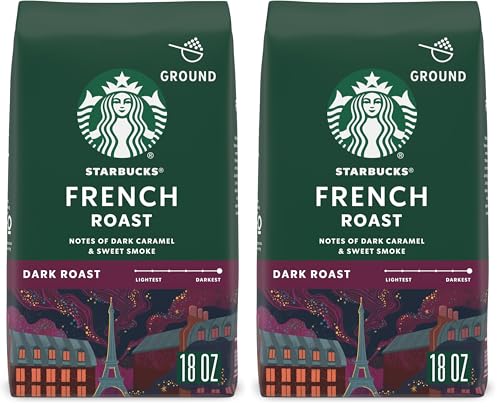 Image of Starbucks Ground Coffee, Dark Roast Hot or Iced Coffee, French Roast, 18 oz (Pack of 2)