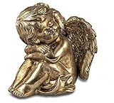 formano Engel sitzend 19 x 19 cm Kunststein Dekoration Figur antik-Gold