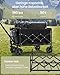 SONGMICS Kleiner Handwagen faltbar, Gartenwagen, kompakt, mit Griff, mit 4 verstärkten Rollen, Davon 2 Universalräder, bis 180 kg belastbar, Outdoor, Garten, 90 L, tintenschwarz GFW909B01