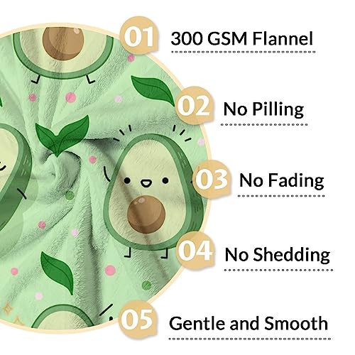 Blanket for Girls - 40"x50" Cute Avocado Throw Gifts - Green Soft Fuzzy Blankets for Bed, Couch & Living Room