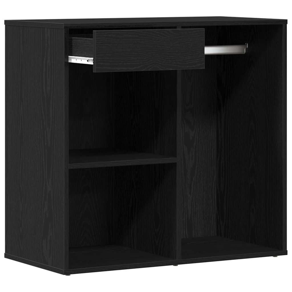 Armadietto cosmetico 80 x 40 x 75 cm, in legno con scaffale e cassetti, design moderno, effetto rovere nero, per camera da letto e soggiorno, versatile