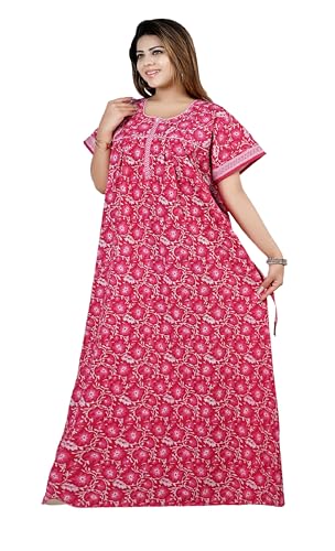 Image of Bejod's Collection Women Pure Cotton Nighty | Full Length Floral Printed Cotton Nighty Maxi | Soft & Breathable Nightwear (L-4XL)