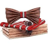 JTRHD Noeud Papillon en Bois Homme Nœud Papillon en Bois féminin 3D carré carré nœud Papillon Noeud Papillon Mariage Vêtements & Accessoires (Couleur : Rouge, Size : M)