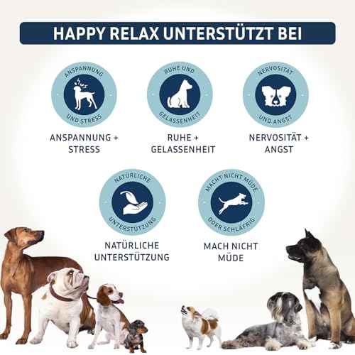 PetFokus Happy Relax | Einzigartige Formel für Hunde mit Baldrian, Melisse, L-Tryptophan und B-Vitaminen - hochwertige Nahrungsergänzung - 30 Sticks - in Deutschland produziert