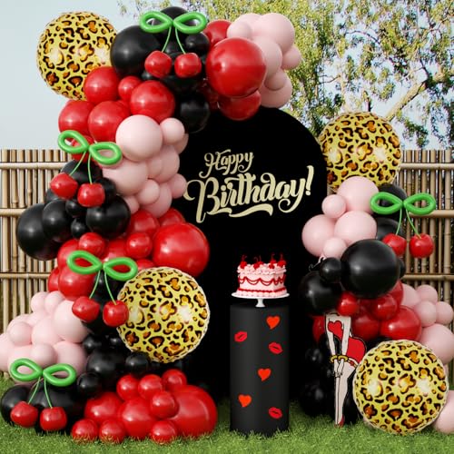 Image of JOGAMS 182Pcs Betty Party Decorations,Leopard Cheetah Print Party Decorations with Pink Cheetah Foil Balloons for Bachelorette Birthday Baby Shower Vintage Retro Party