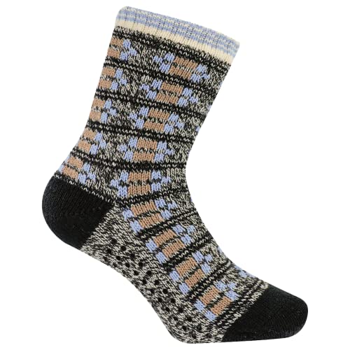 Merrell Adult's Sherpa Slipper Crew Socks-Unisex Soft Brushed Inner Layer With Grippers, Black, S/M (Men's 5-8.5 / Women's 5-9.5) #TOP12