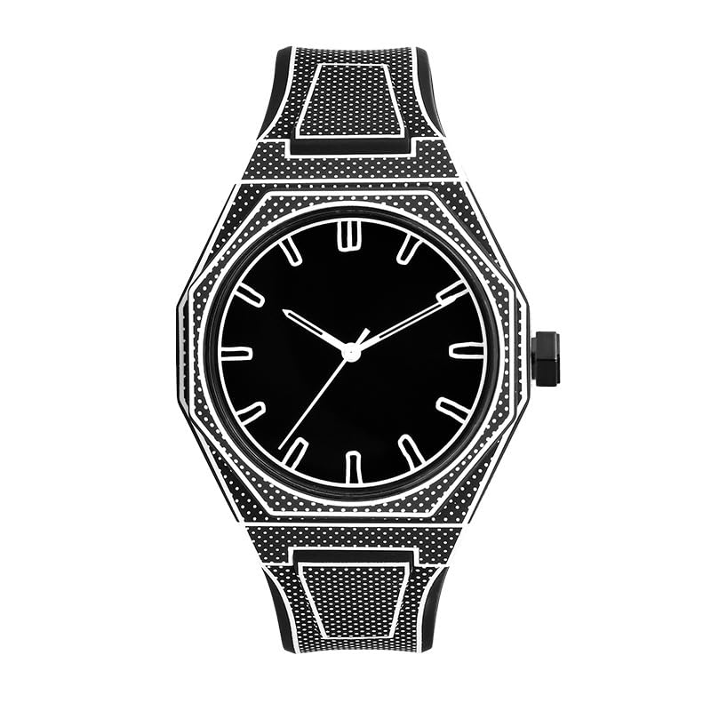 Image of 2D Sketch Watch for Men and Women Simple Analog Casual Wrist Watch with Unique Dial Design