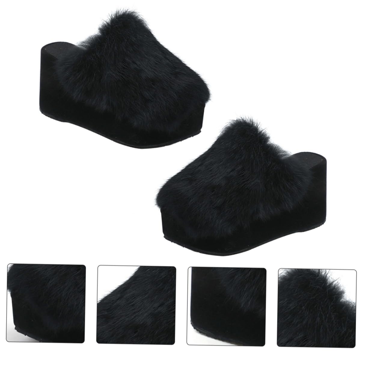 Healvian Pantuflas de Suela Gruesa Negras Talla 36 para Mujer 1 Par