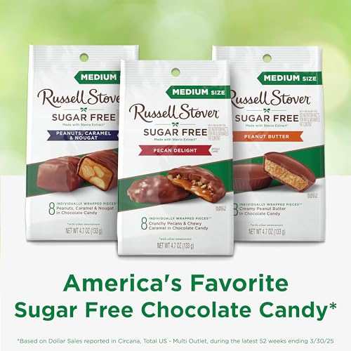 Image of RUSSELL STOVER Sugar Free Pecan Delight Chocolate Candy, 4.7 oz. bag