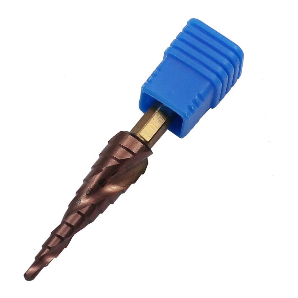 Juego de brocas escalonadas estriadas en espiral, Broca de escalera de cobalto con vástago hexagonal, abridor de agujeros de metal de acero inoxidable, broca pagoda de doble filo