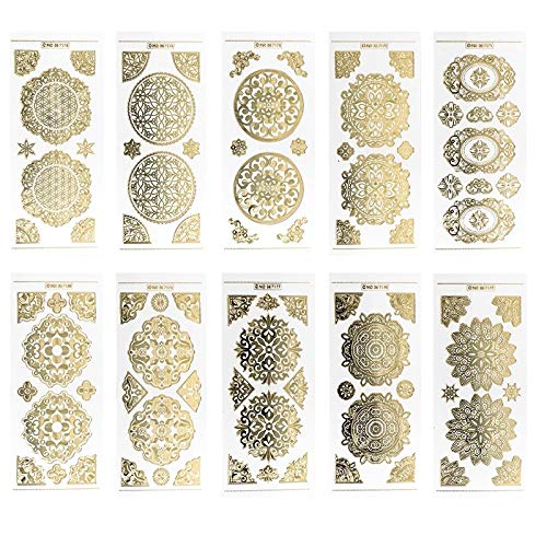 Ideen mit Herz - Pegatinas con grabado, color transparente/dorado, 10 hojas de 10 x 23 cm, para manualidades y decoración, cumpleaños, Navidad, jubilación y más (adornos decorativos)