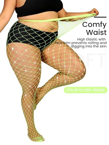 Image of Plus Size Fishnet tights Glitter stockings Sparkly Pantyhose Leggings for women-Big Mesh