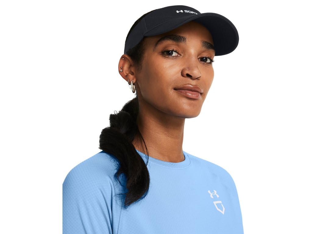 Under Armour UA Blitzing - Visera de sóftbol para mujer, ajustable con banda para el sudor OSFM, Negro-blanco, Talla única