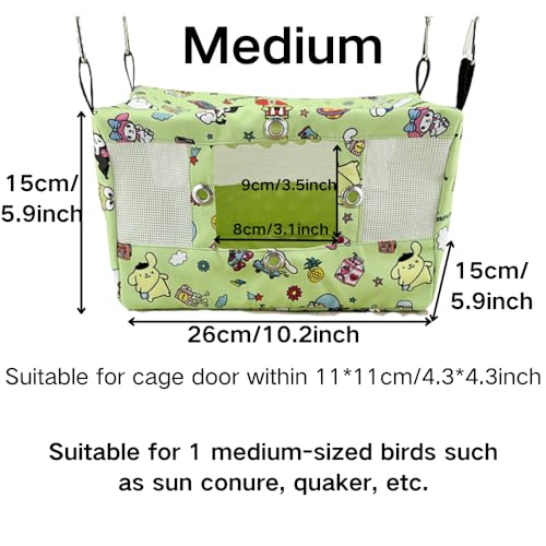 Copfeu Large Spring Summer Breathable Bird Nest House, Bird Bed for Cage, Parrot Nest Snuggle Shed Hut for Four Seasons, Easy to Install for Quaker Lovebirds (Medium,Pink)