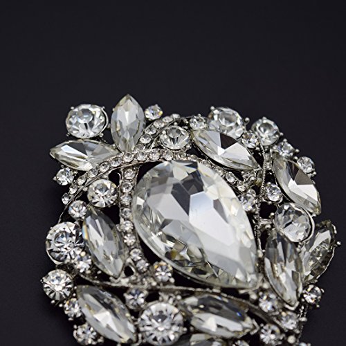 Image of Wedding Bridal Big Crystal Rhinestone Bouquet Brooch Shawl Pin for Women