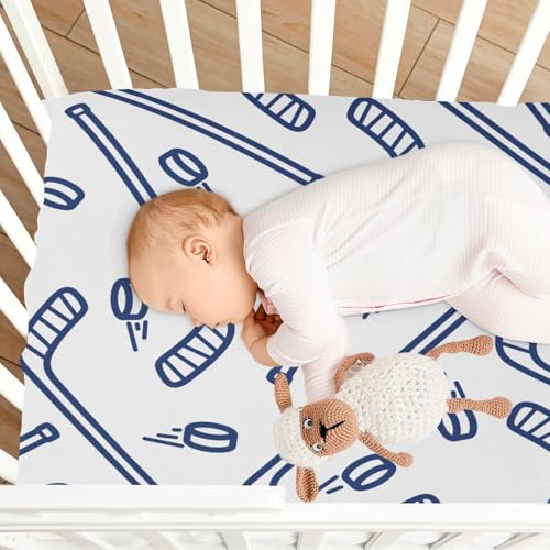 Image of Field Hockey Fitted Crib Sheets Stretchy Portable Playard Sheets for Baby Toddler, Breathable Soft Mini Crib Mattress 52 x 28 in for Boys and Girls