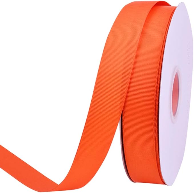Ribest 1 inch Torrid Orange Grosgrain Ribbon 50 Yards Per Roll for Gift Wrapping