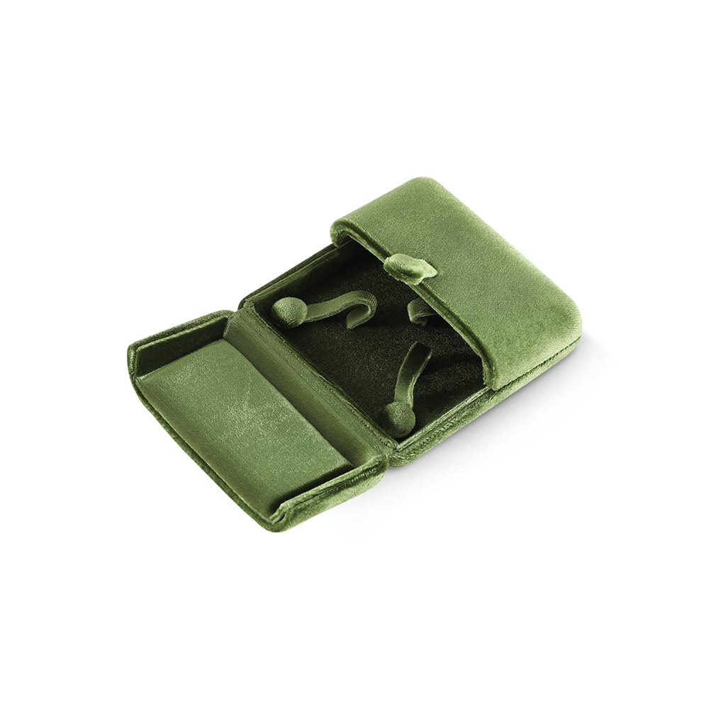 Solidne aksamitne pudełko na naszyjnik z pereł z ekspozycją na łańcuszek z wisiorkiem, elegancki organizer na biżuterię.(Olive Green,Large Necklace Box)