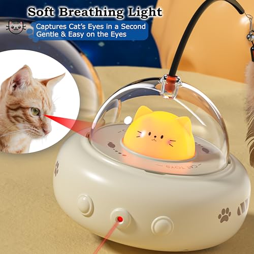 hooroor 2-in-1 UFO Automatic Laser Interactive Cat Toy with Feather - Image 5