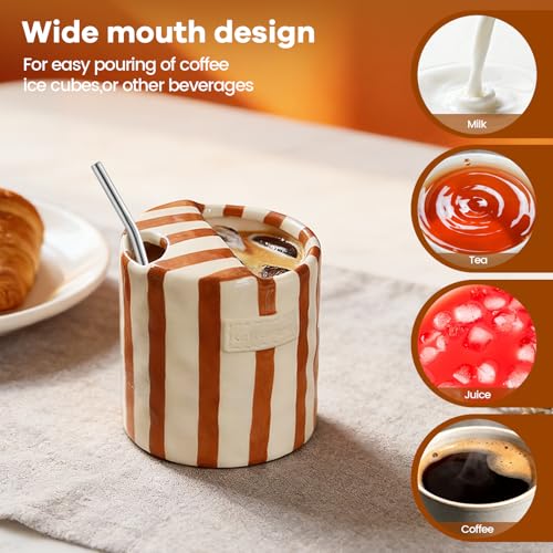 Taza de Cerámica Resistente al Calor 10oz con Diseño Rayado miniatura 4