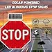 Solar-Powered Octagonal Stop Sign - Aluminum Reflective Traffic Sign with Flashing LED, Rustproof Road Warning Board, 80x80cm (32in) for Enhanced Safety