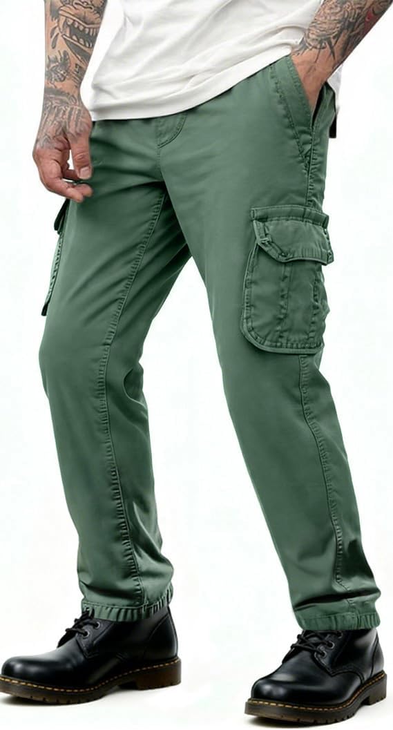 Men's Casual Cargo Pants Fashion Slim Fit Chino Work Pants with Multi Pockets Cotton Cargo Pants - Image 6