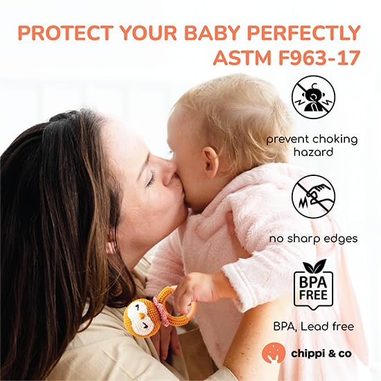 Miniatura 2 de Sonajero de madera orgánica para bebé, recién nacido, búho de peluche de ganchillo, juguete mordedor para bebé, anuncio de embarazada, regalos del