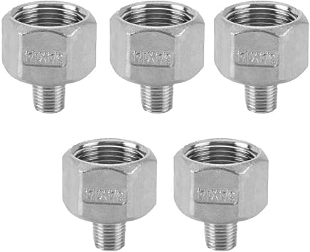 5PCS SS 304 1/4" Male to 3/4 Female NPT Threaded Reducing Bush Adapter Pipe US