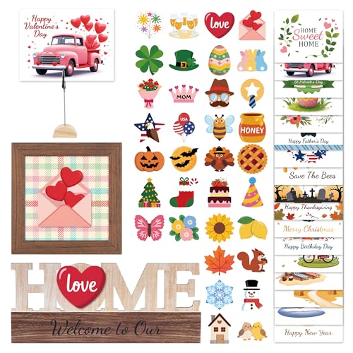 GAGILAND 48 Pcs Valentine's Day Tiered Tray Decor Interchangeable Seasonal