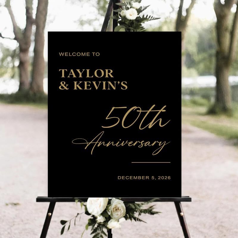 Minimalist Photo Anniversary Welcome Sign, Happy 50th Anniversary Welcome Sign, Wedding Anniversaries Decoration, Elegant 10th 20th 50th Anniversaries Celebration Poster