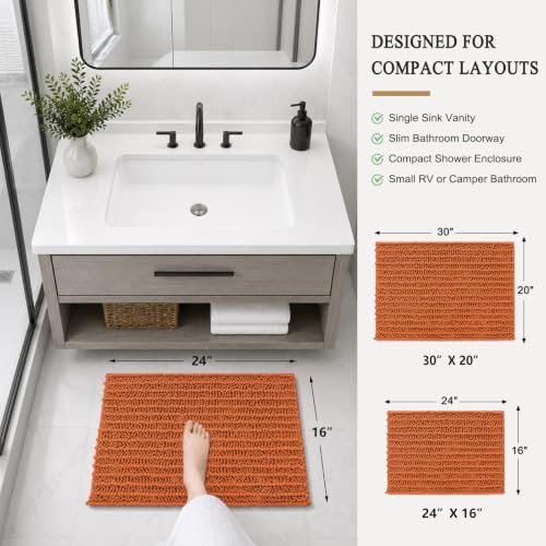 Image of Arotive Luxury Small Bathroom Rugs 24x16, Extra Soft Thick Absorbent Shaggy Chenille Bath Rugs, Machine Wash Dry, Bath Mats for Bathroom Floor, Tub and Shower, Home Decor Accessories, Clay