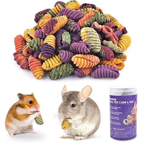 ERKOON Chinchilla Treats, Chew Toys for Teeth for Rabbit Guinea Pig Gerbil Rat Dwarf Hamster(Small Size) Cover