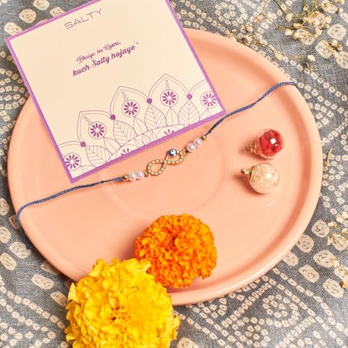 Image of Salty Rakhi for Brother & Bhaiya Bhabhi | Wrist Band Gift Pack for Sister, Bro, Bhaiya and Bhabhi | Bracelet for Men, Women | Fancy Jewellery Combo Gifts | Gift for Rakshabandhan | Traditional Rakhi Gift