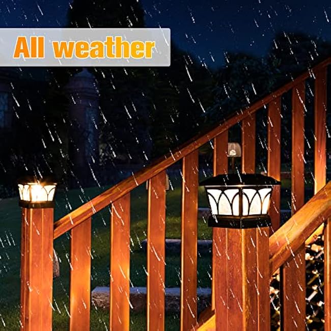 VOLISUN Solar Post Cap Lights Fence Post Lights Slate Black Fits 4x4 6x6 Posts