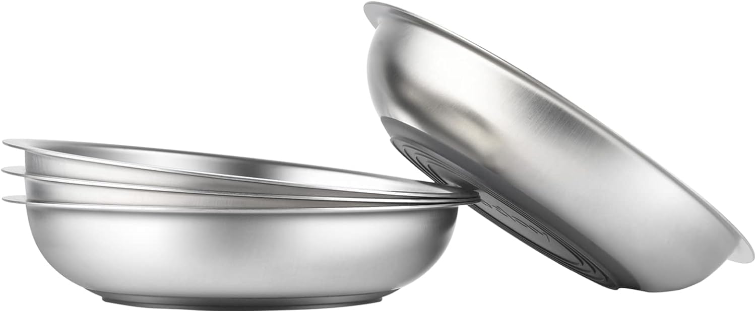 PEDAY 18/8 Stainless Steel Cat Bowls, Human Grade, Whisker Friendly - Pack of 4