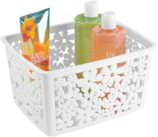 Mdesign Panier Rangement Plastique Corbeille Plastique Pour Tout Type De Produits Cosmetiques Poudre Bebe Shampooing Lotion Parfum Etc Boite Rangement Plastique Amazon Fr Cuisine Et Maison