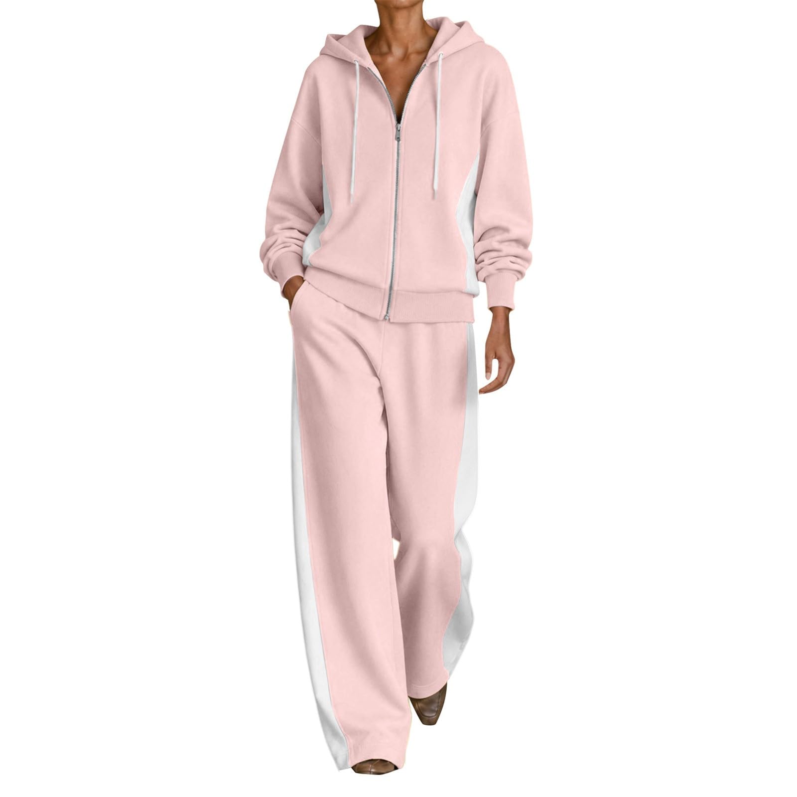 Tuta Donna Sportiva Invernale Felpa con Zip e Cappuccio Pantaloni