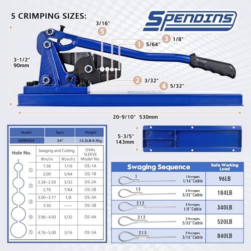 Image of 24 inch Bench Swaging Cutting Tool for 1 /16 inch - 3 /16 inch Wires