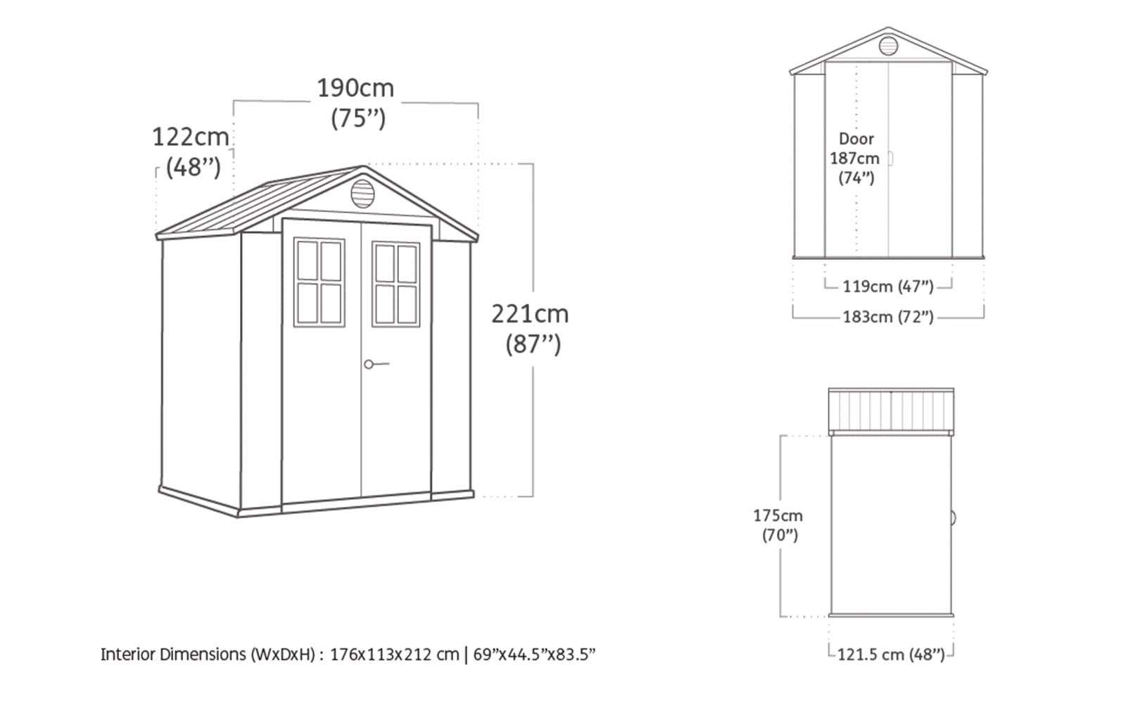 Keter Darwin 6 x 4 Gartenhaus, Holzoptik, Braun, 190 x 122 x 221 H cm