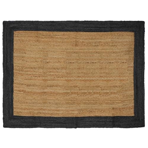 Alfombra de arpillera moderna lavable 140 x 200 cm gris para comedor e interior 2