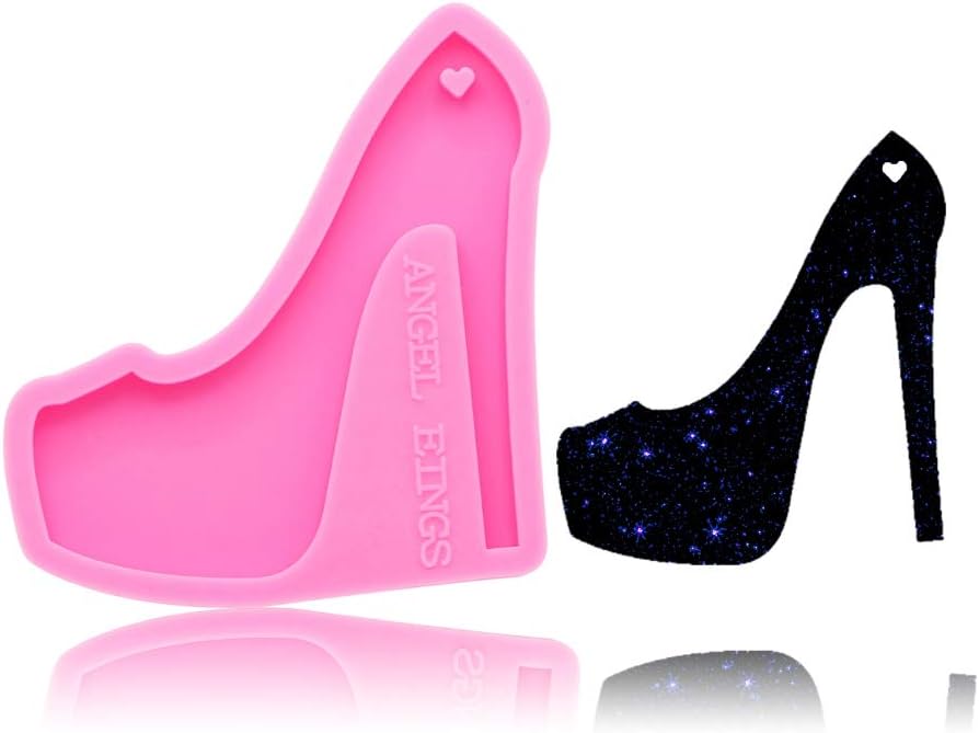 Women Girl High Heels Shaped Keychain Silicone Mold with Hole DIY Crystal Jelly Shots Desserts Fondant Mold Candy Cupcake Cake Topper Decoration Ice Cream Gum Paste Pudding