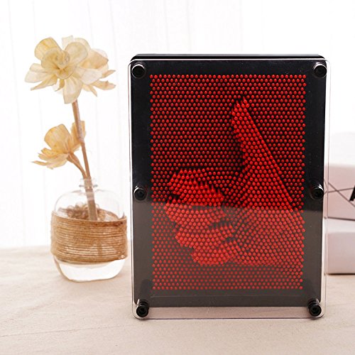 Sculptures clous 3d (pin art) Nouveauté Plastique Moule Main Moule Art Conseil et Créative Pensée Jouet Clone Jouet pour la Maison et Bureau (Rouge)