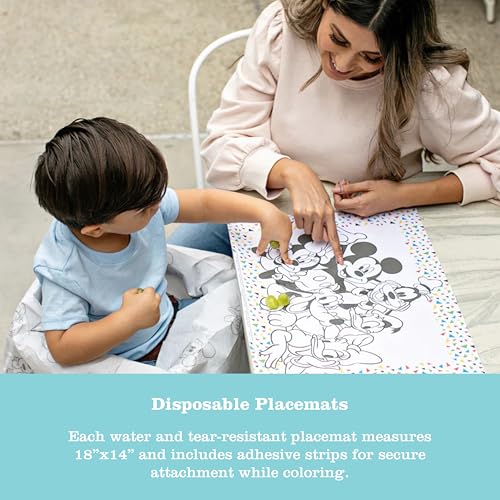 Image of J.L. Childress Disney Baby Disposable Dining Out Bundle 3 Pack - Mickey | Each bundle includes high chair cover, ColorMe placemat & baby bib making on-the-go travel meals cleaner, easier & more fun!