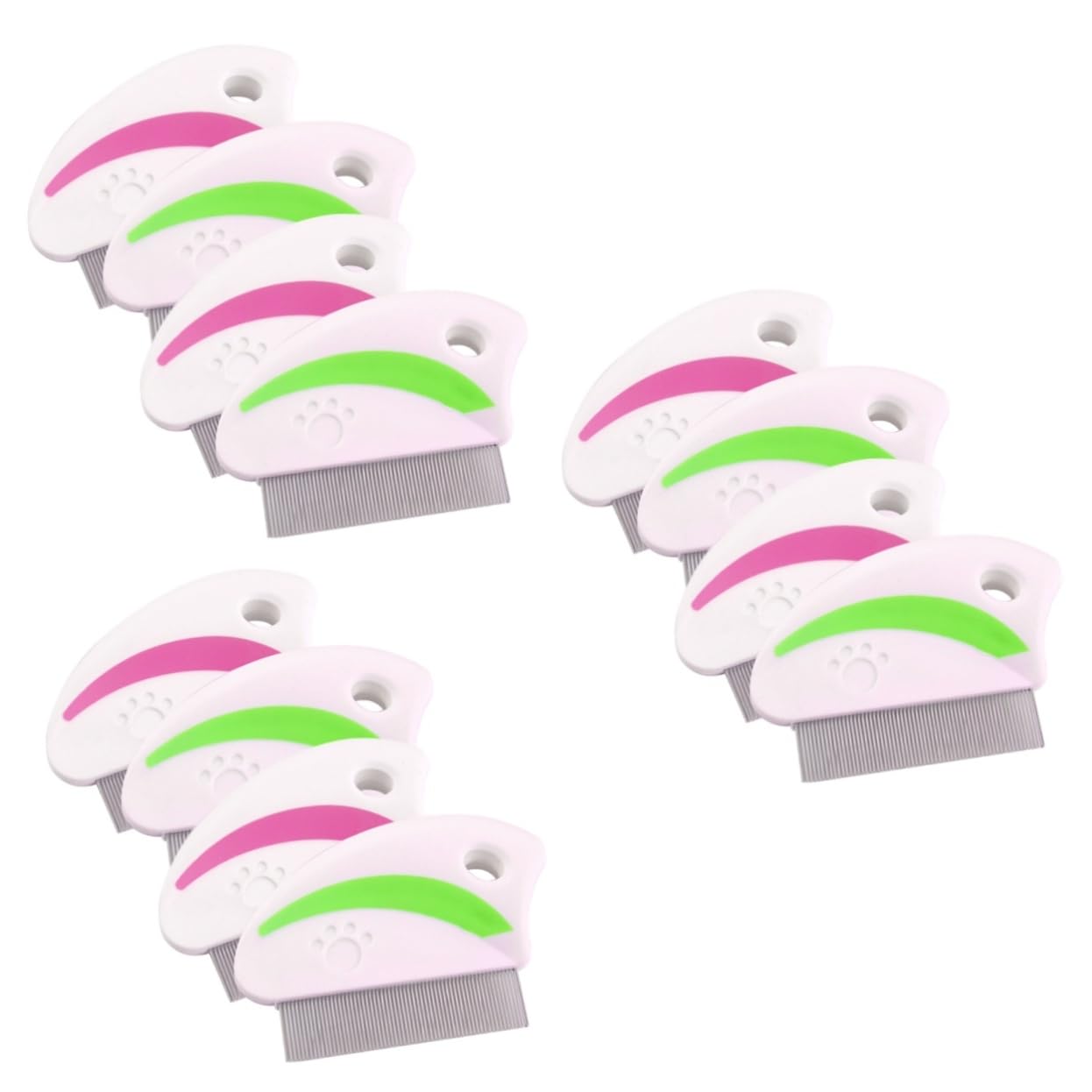 minkissy 12stücke Edelstahl Flohkamm Für Hunde Katzen Effektive Reinigungsbürste Zur Entfernung Von Schmutz Ergonomischer Griff Rot Grün Leicht Tragbar