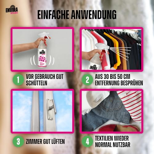 Envira Motten Abwehrspray 2 x 500 ml Effektives Mottenschutzmittel