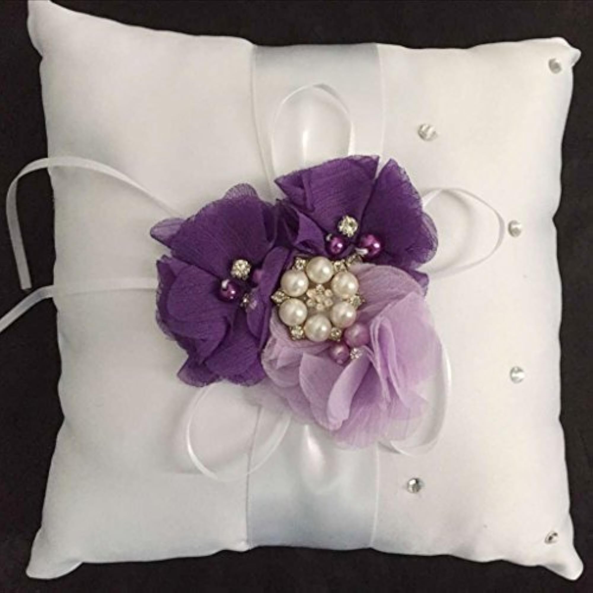 Wedding Ceremony Ring Pillow Cushion Bearer Crystal Pearl