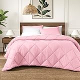 Picture of Ivy Union King Comforter Set - Comfy, Breathable, All Season - Down Alternative Comforter & Shams - Ultra-Soft, Fluffy, Lightweight - Diamond Stitch Quilting for Durability (King, Light Pink)