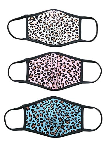 Cameleon Cover - Made in USA - Unique Trendy Fashion Face Mask Covering Washable Cotton Double Layer - 3 Pack (Adult Cheetah Assorted)