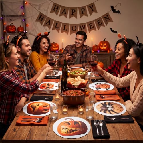 Halloween Placemats Set of 6,Silicone-Like Feel with Leather Texture - image 5