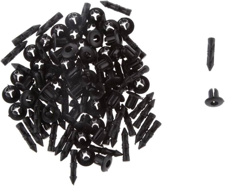 ATORSE® 50pcs 8mm Hole Black PP Push in Type Rivets Fastener Retainer Clips ATV